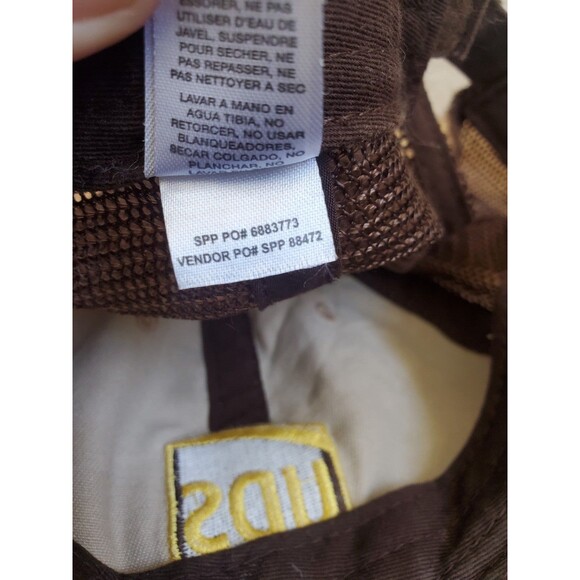 UPS Hat Cap Adjustable Strapback Brown Yellow Mesh Work Uniform Flaws - Picture 9 of 12